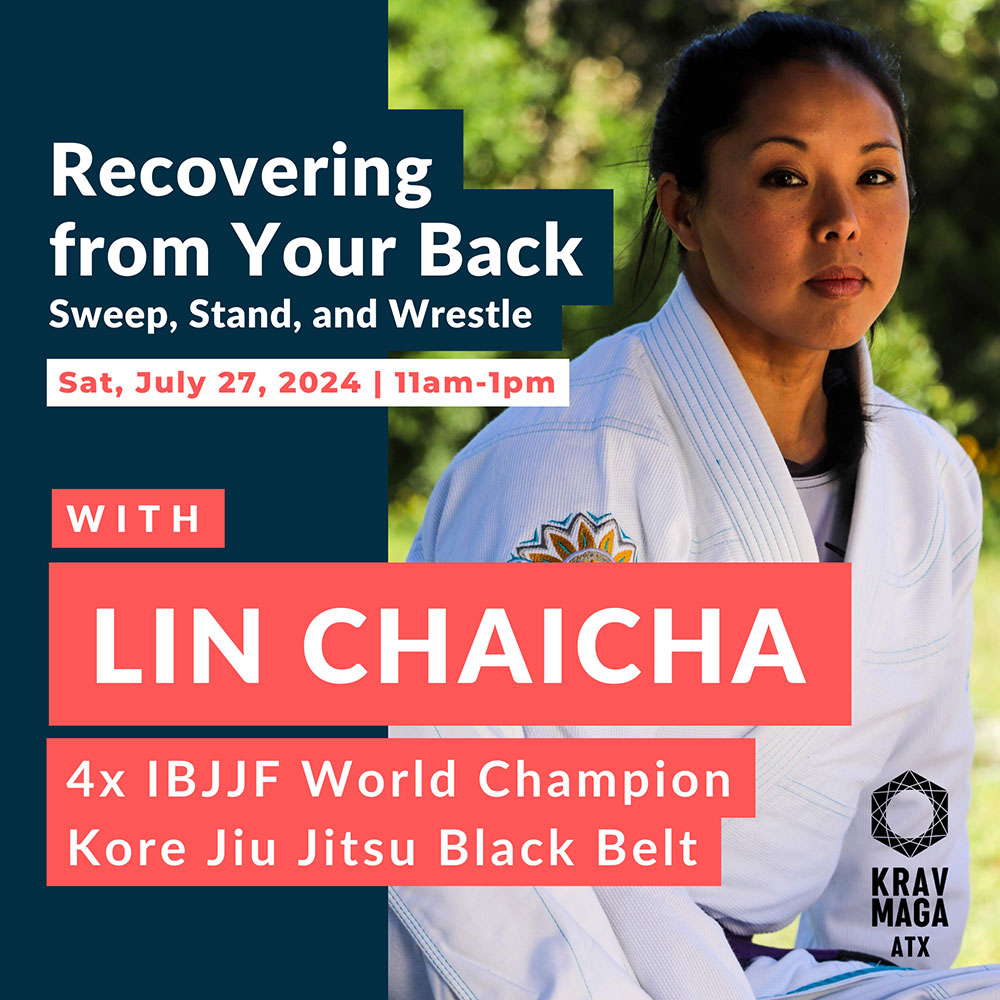 Recovering from your back: sweep, stand, and wrestling on Saturday, July 27, 2024 from 11am - 1pm with Lin Chaicha 4x IBJJF World Champion, Kore Jiu Jitsu Black Belt